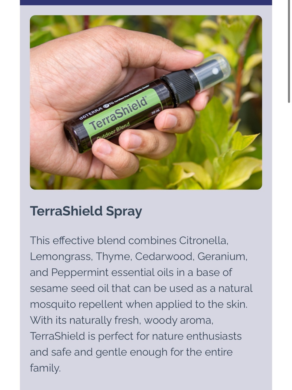 doTERRA Terrashield Essential Oil Outdoor Blend Spray - 30ml